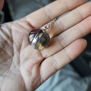 Elegant Silver and Brown Pendant Necklace